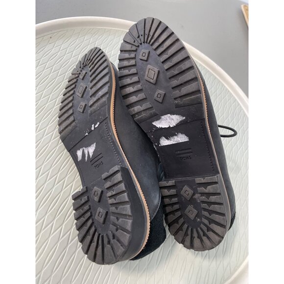 Toms Ainsley Lace Up Oxford Shoes Size 7.5 Black Leather Comfort Career Office - Picture 6 of 8